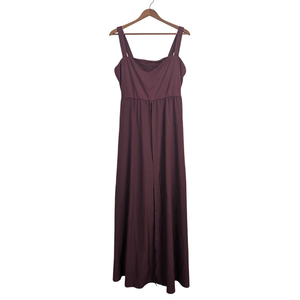 Halara Maxi Dress Built in Shorts Square Neck Front Slit Flowy Womens Large